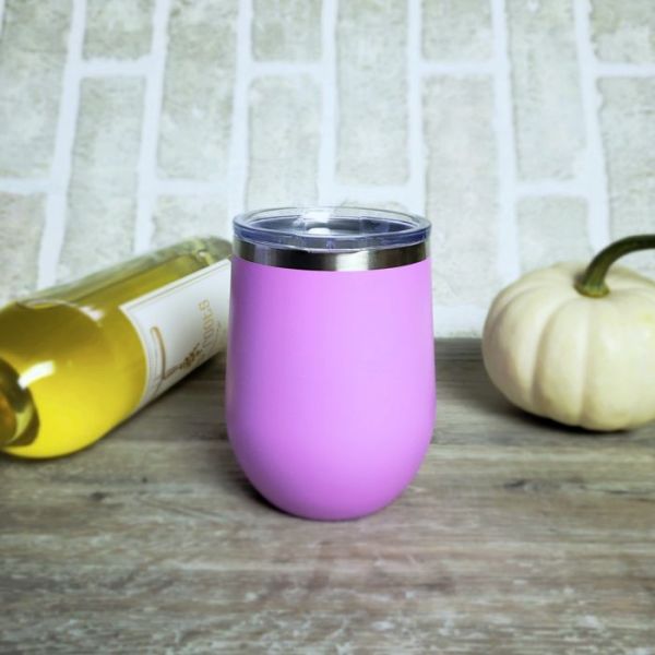 Create Your Own Lilac 12 oz Insulated Stemless Wine Glass with Personalization