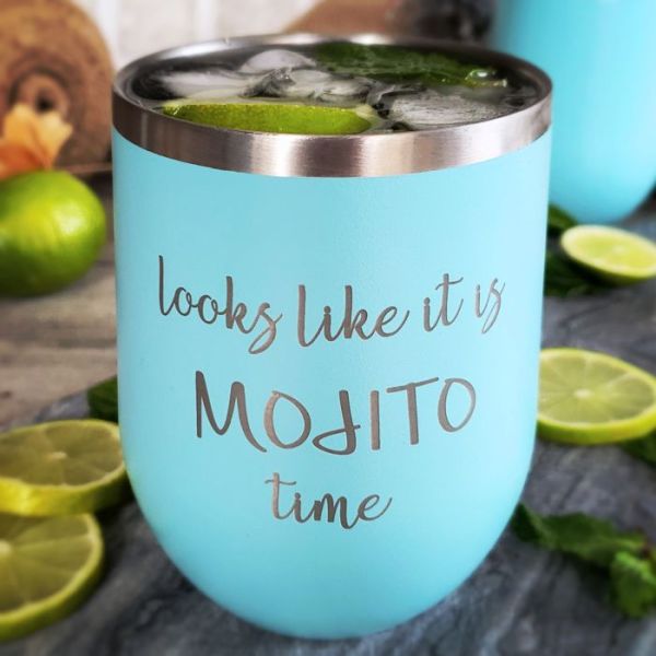 Create Your Own Teal 12 oz Insulated Stemless Wine Glass with Personalization