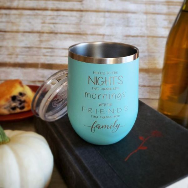 Friendship 12 oz Insulated Stemless Wine Glass with Personalization
