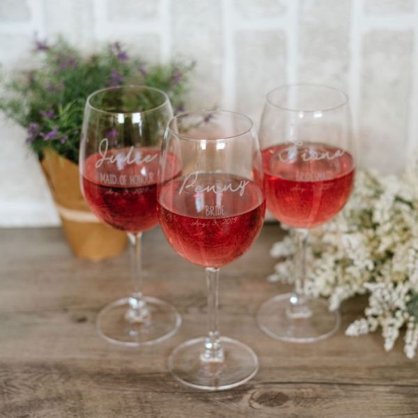 Wedding Party Wine Glasses For The Girls with Personalization