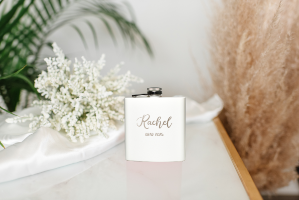 Create Your Own Graduation Flask - White - Modern Fonts