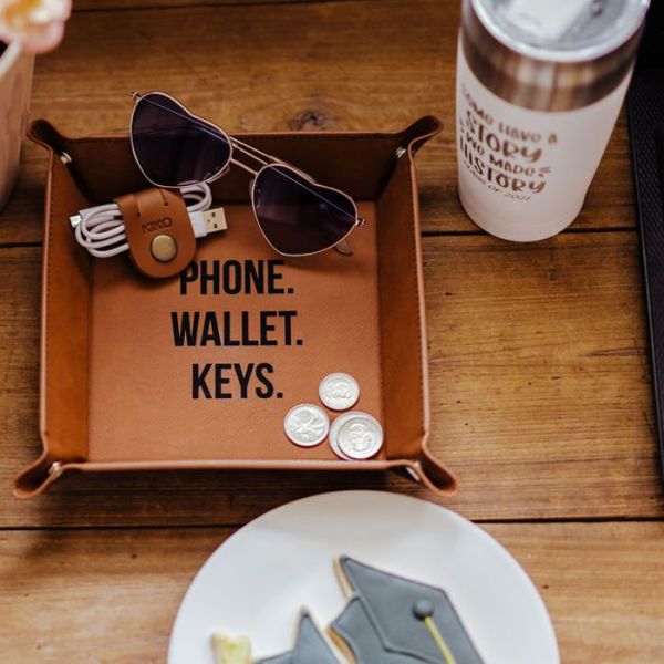 The Giving Box - Personalized White Tied Tumbler and Catch All Tray 