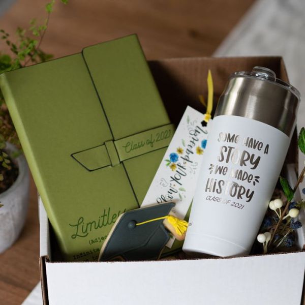 The Giving Box - Follow Your Passion Grad - Personalized Journal and White Tumbler