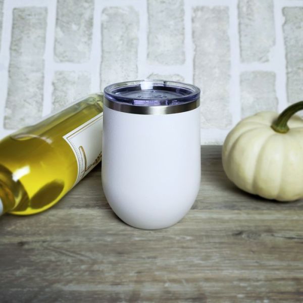 Create Your Own White 12 oz Insulated Stemless Wine Glass with Personalization
